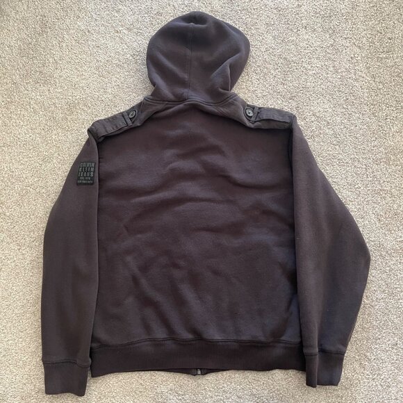 Unique Vintage Calvin Klein Gray Utility Military Style Jacket w Patch Pockets - Picture 5 of 11